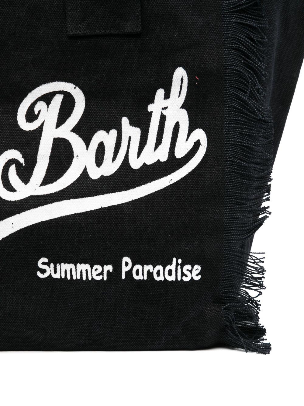 Frayed Edge Black Tote Bag with Striking Text