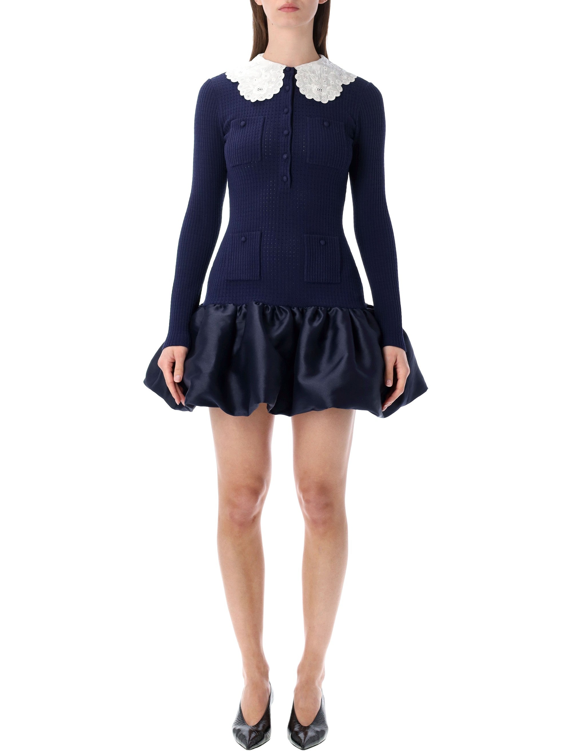 Knit And Taffeta Mini Dress