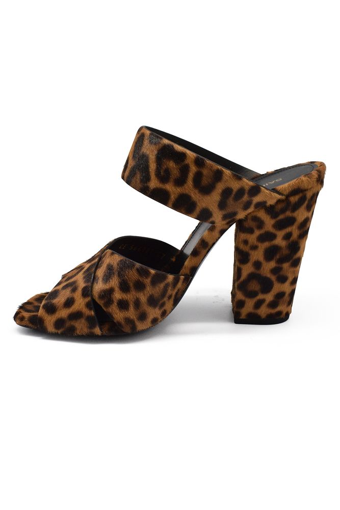 Leopard Print Poulain Strap Sandals