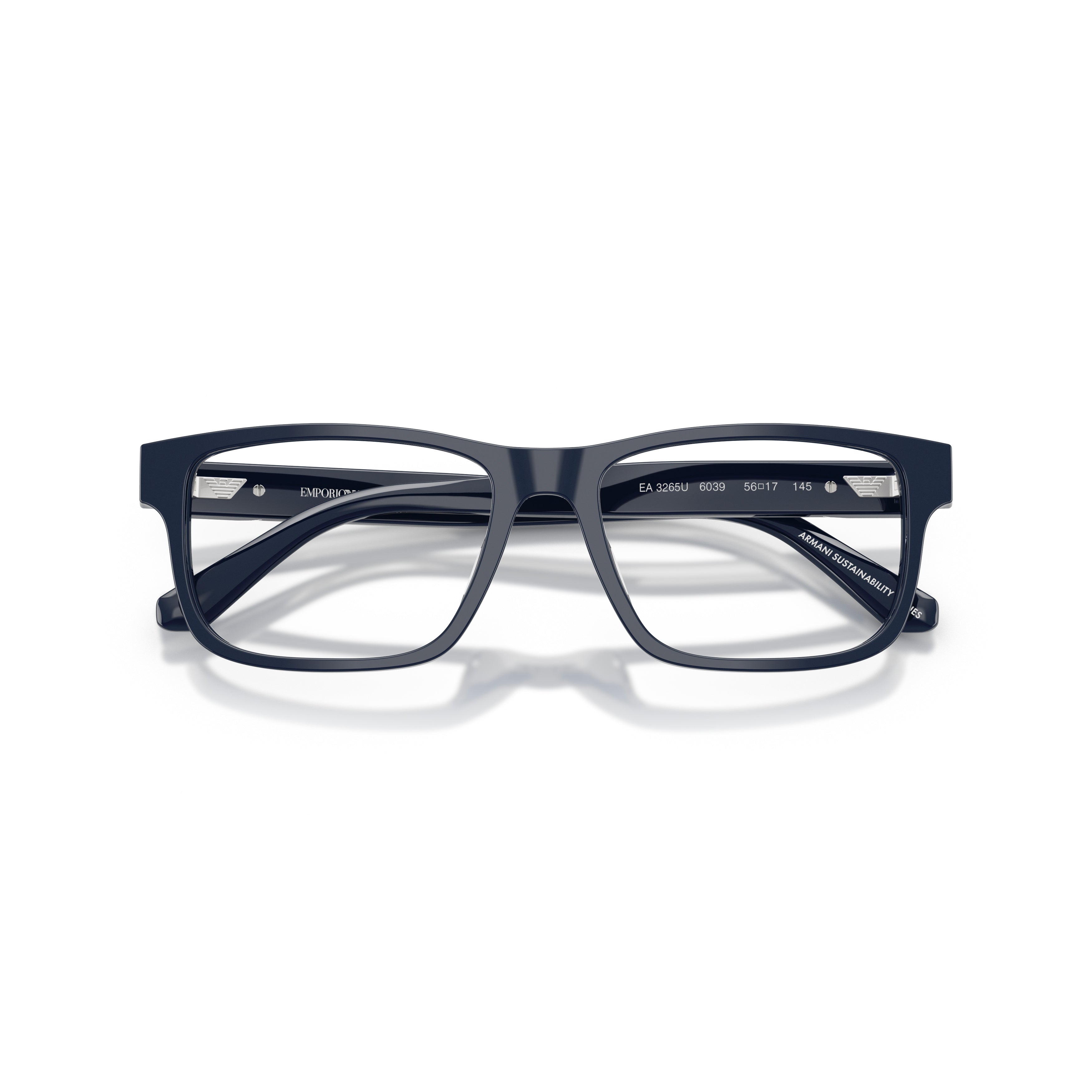 0ea3265u Rectangular Black Acetate Eyeglasses with Metallic Accents