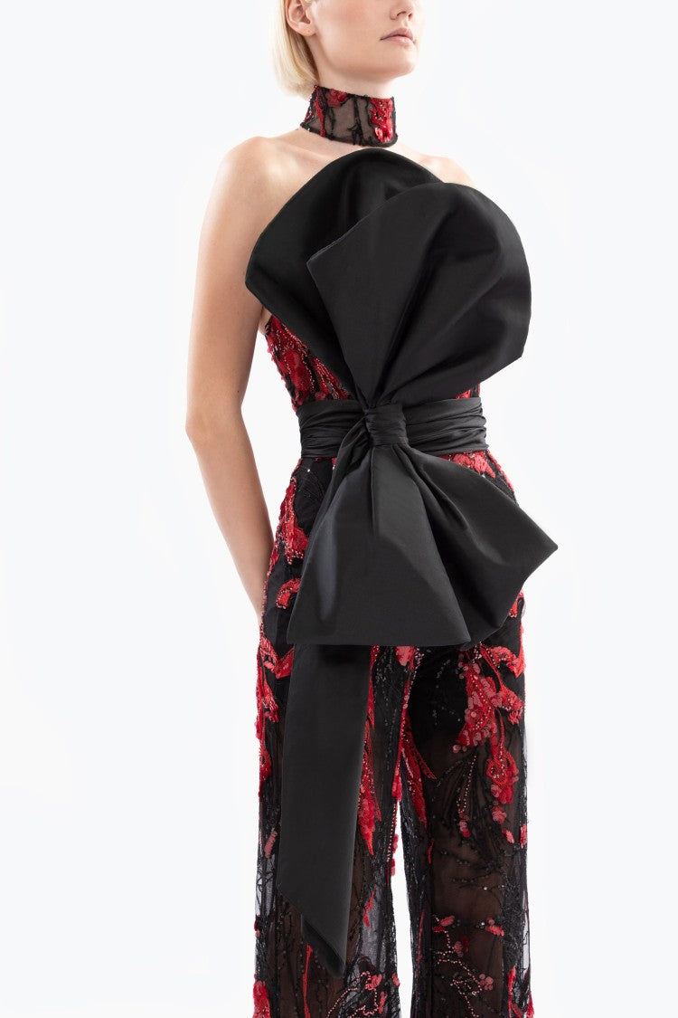 Embroidered Strapless Jumpsuit