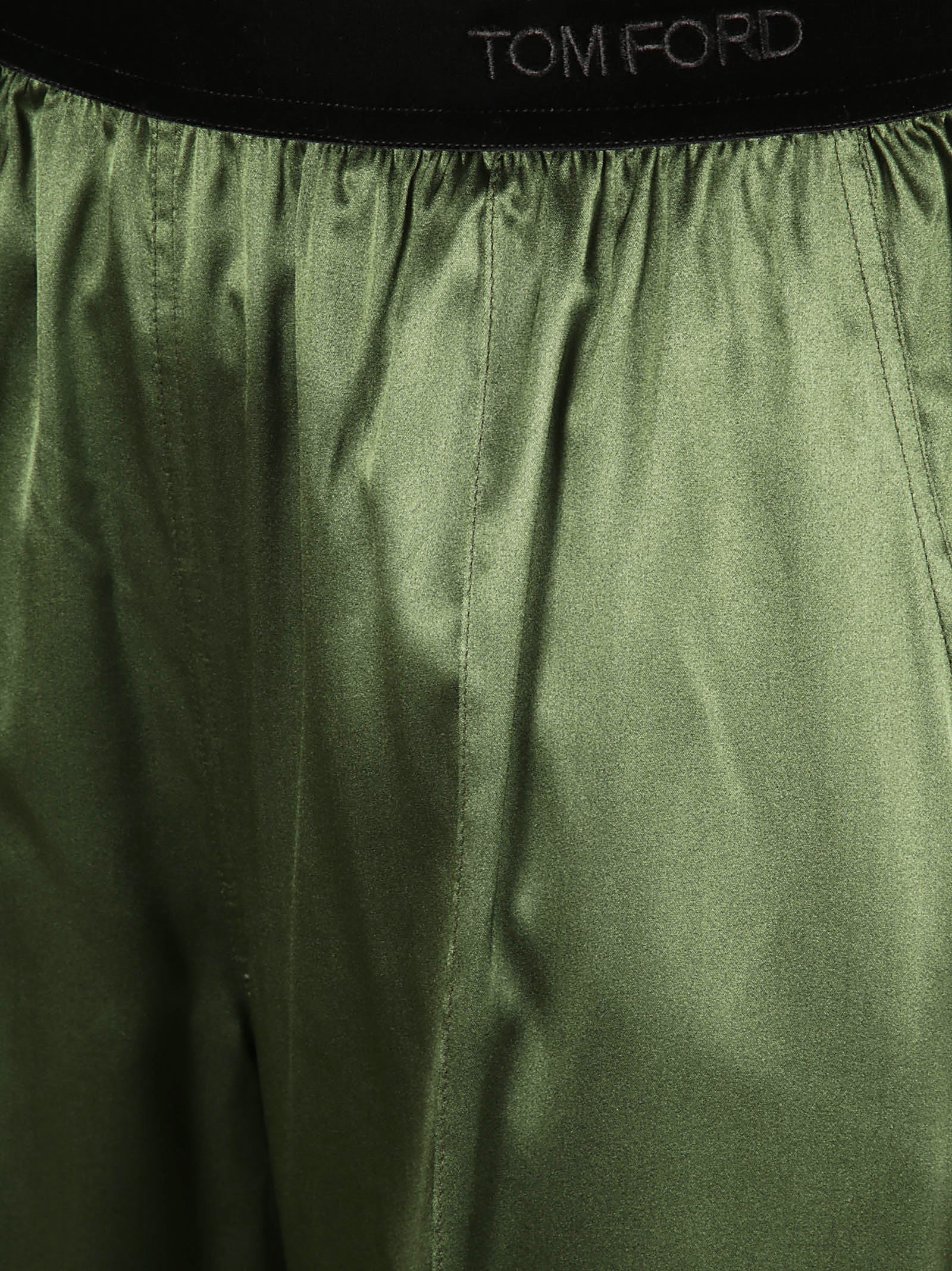 Smooth Silk Trousers with Logo Lettering