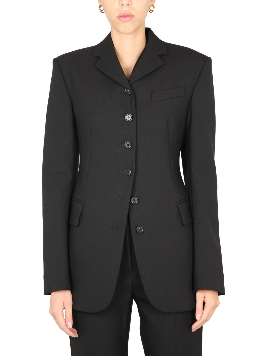Single-Breasted Jacket with Mirror Lapels and Tailored Finish