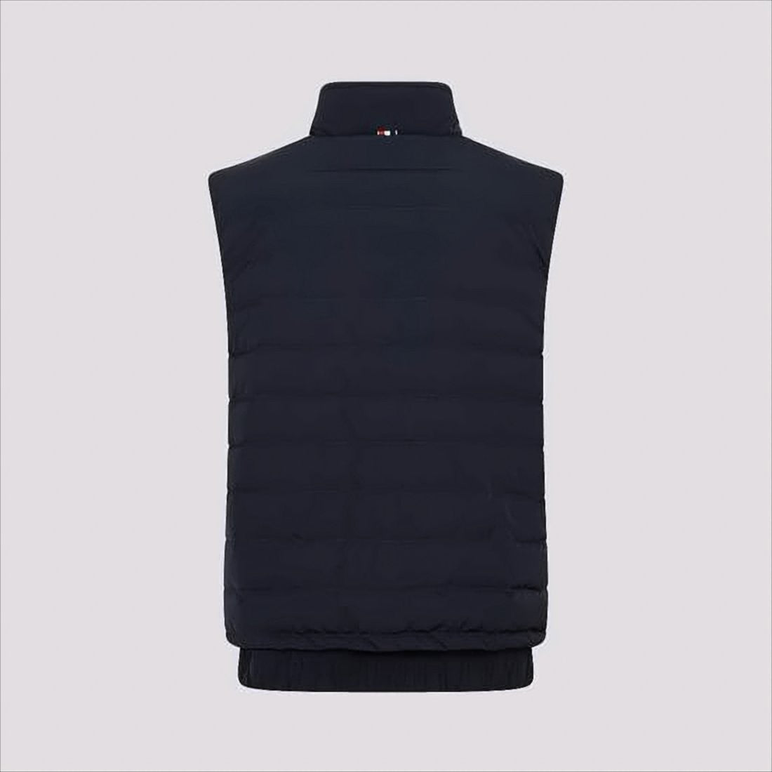 Quilted Padded Vest with High Collar and Striped Detail