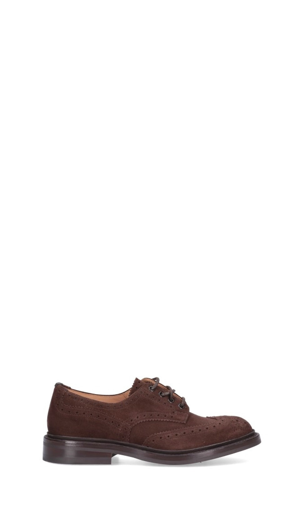 Brogue-Style Suede Flat Shoes With Wingtip Accents