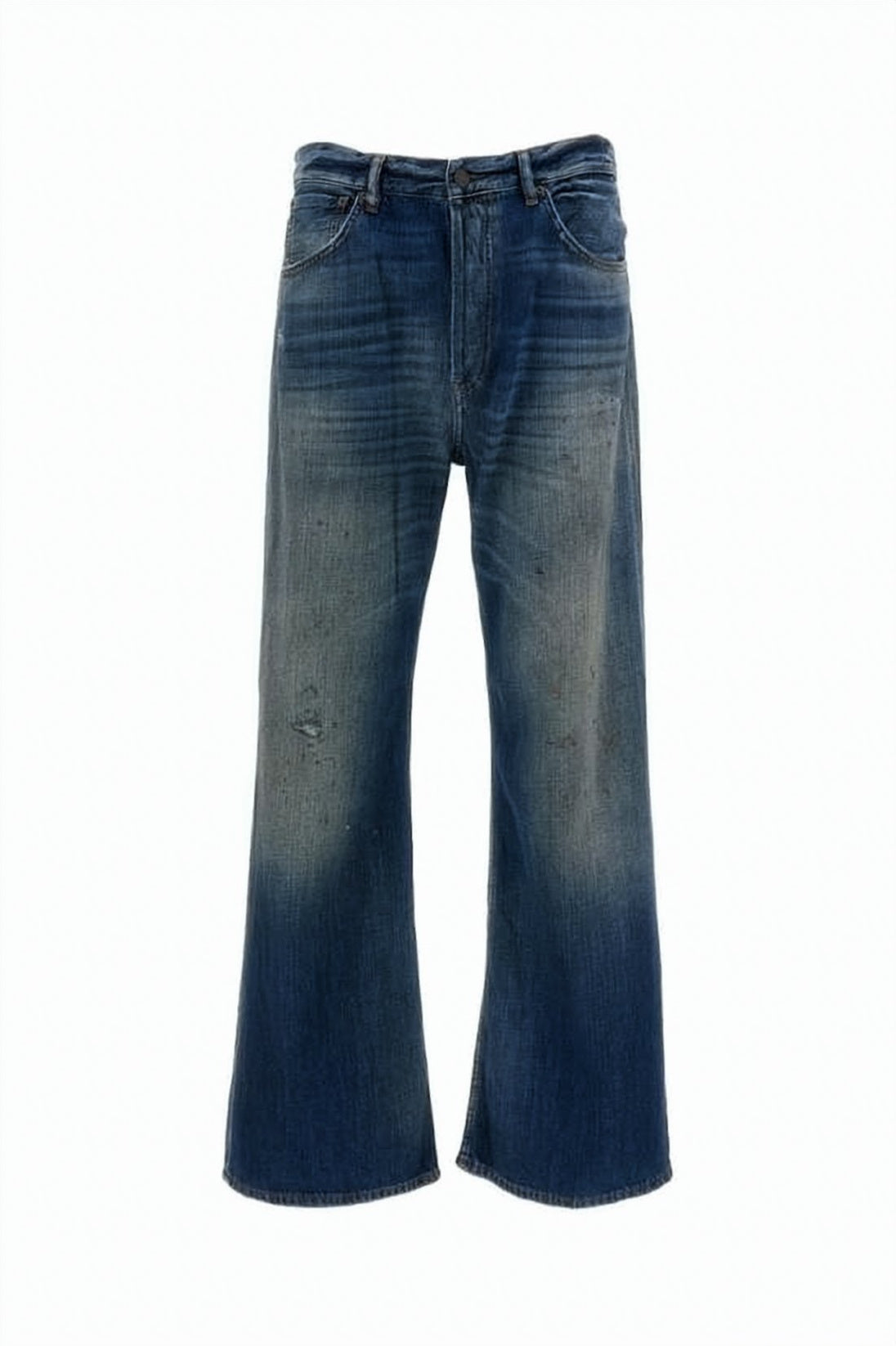 Relaxed Fit Denim Pants with Distressed Details