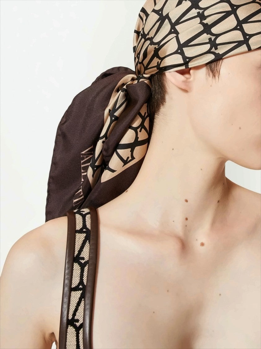 Silk Square Scarf with Abstract Pattern