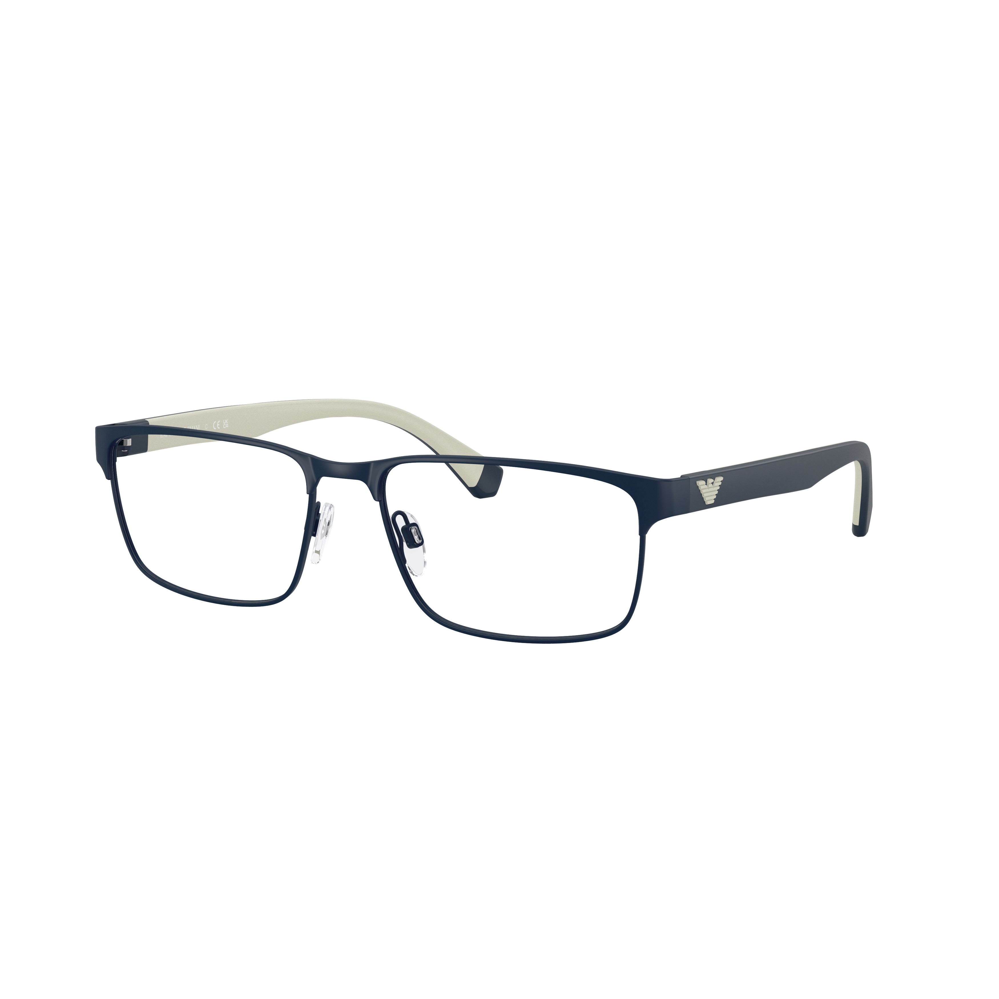 0ea1105 Rectangular Matte Metal Eyeglass Frames with Subtle Logo