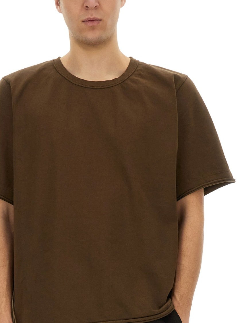 Relaxed-Fit Brown Cotton T-Shirt With Design