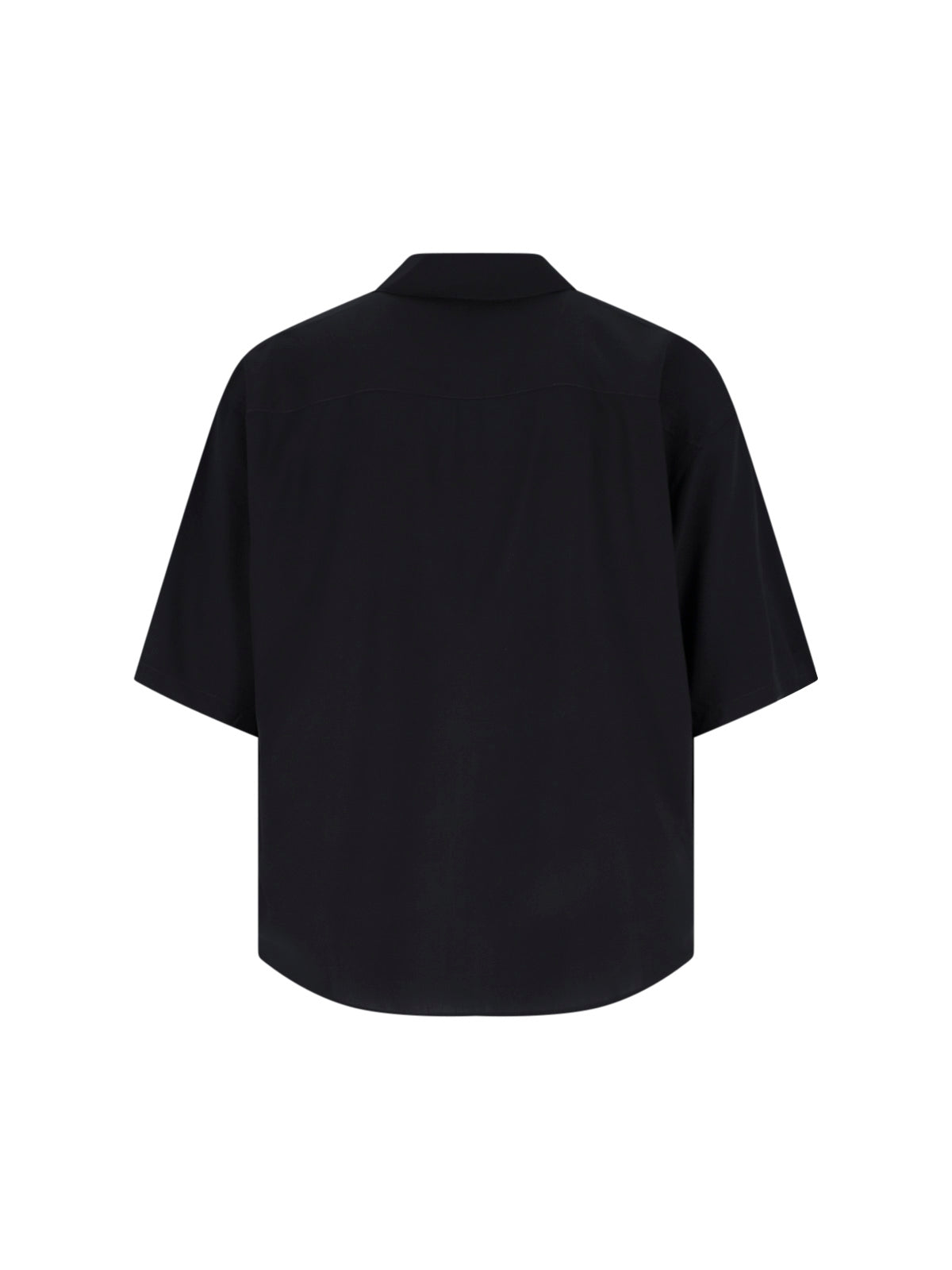 Black Bowling Collar Viscose Logo Shirt