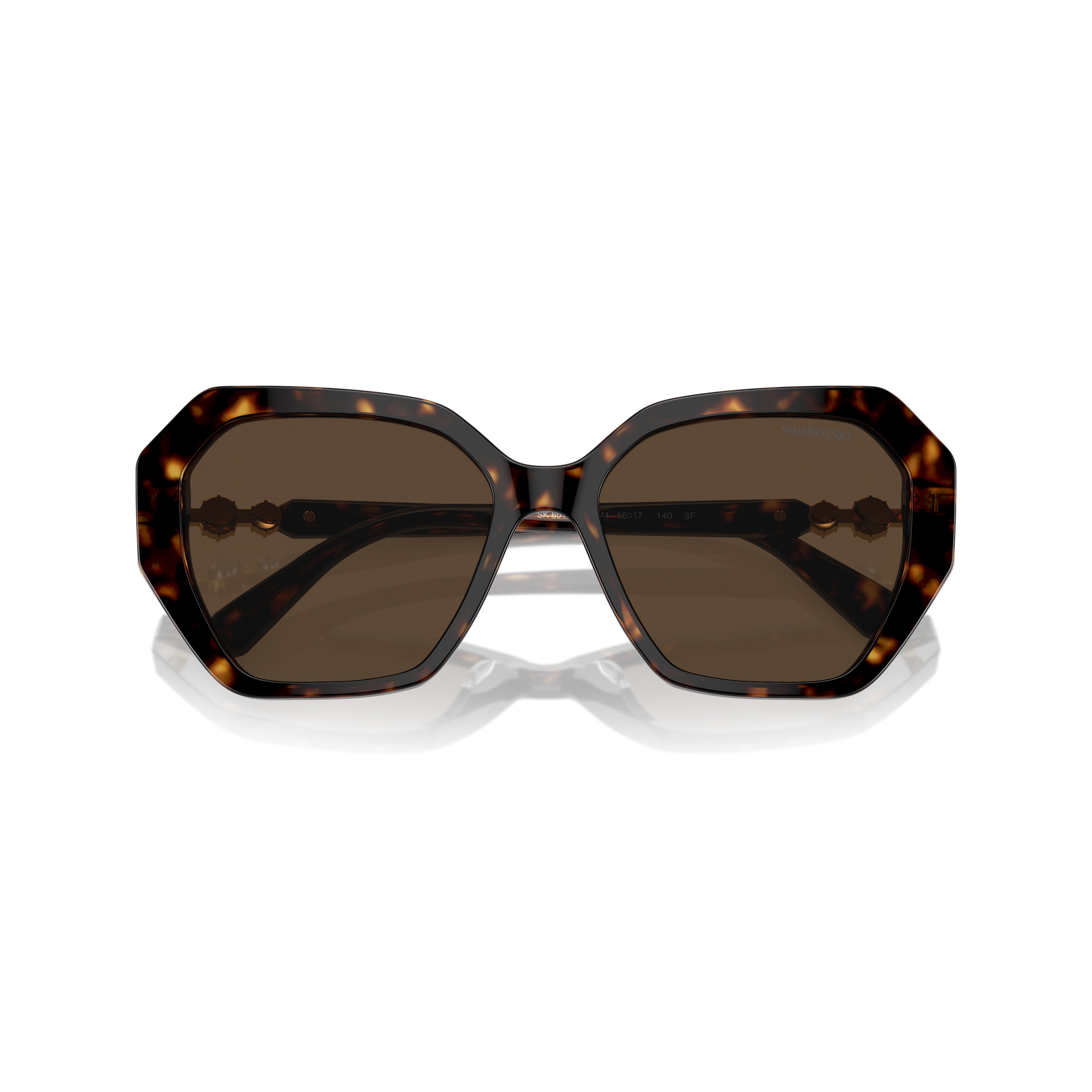 0Sk6017 Oversized Geometric Tortoiseshell Sunglasses with Crystal Accents