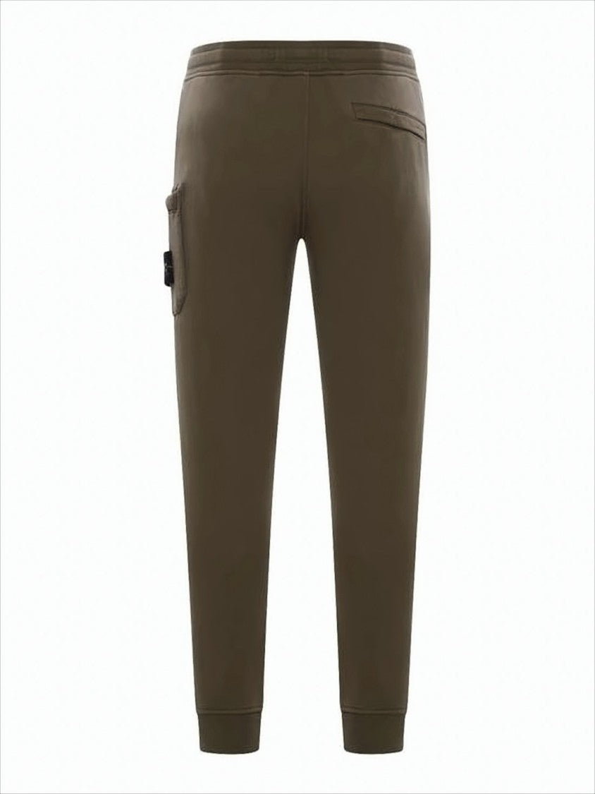 Straight Fit Cotton Pants with Drawstring Waist and Ribbed Cuffs