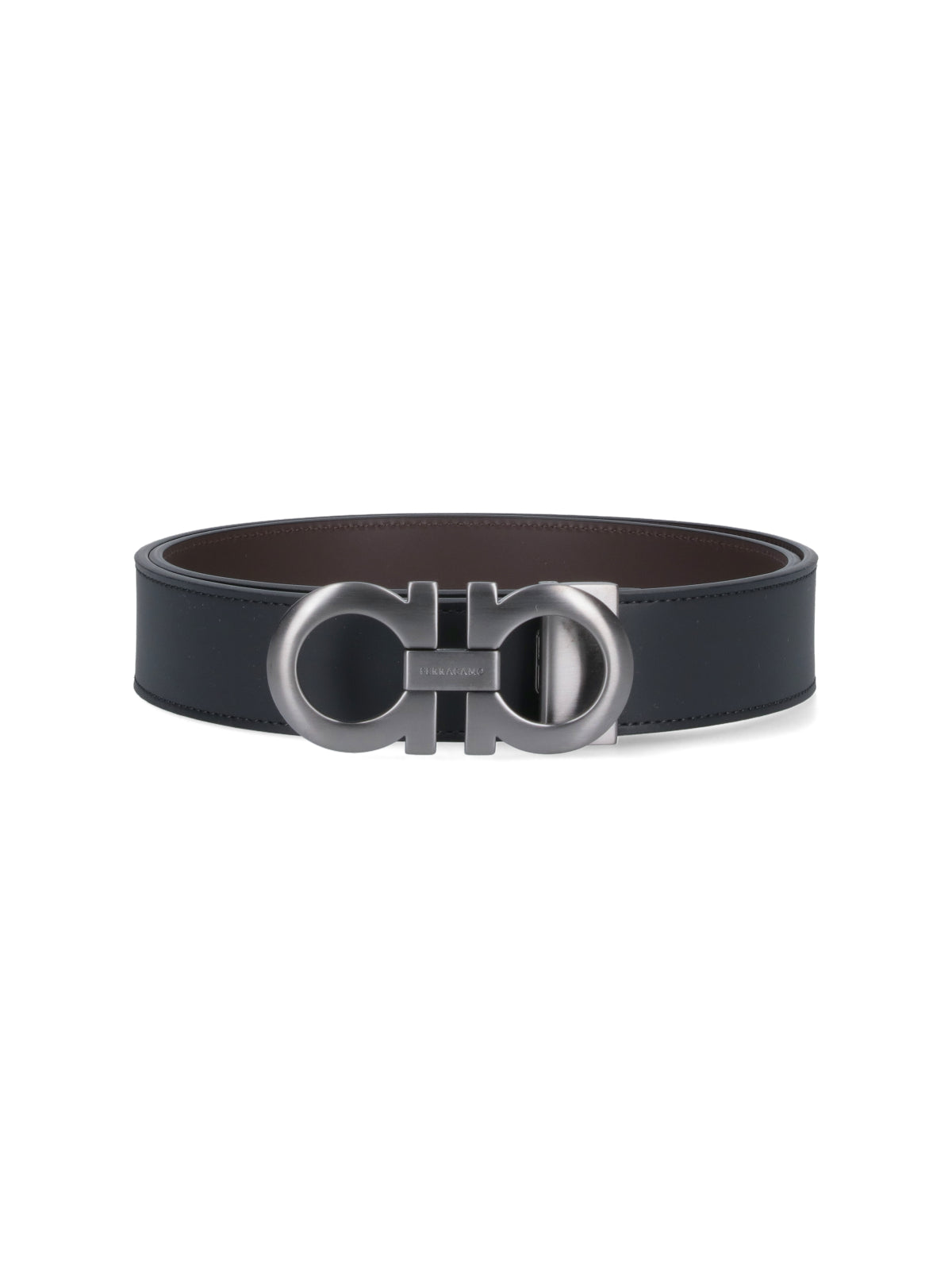 Reversible Leather Belt with Distinctive Silver Buckle