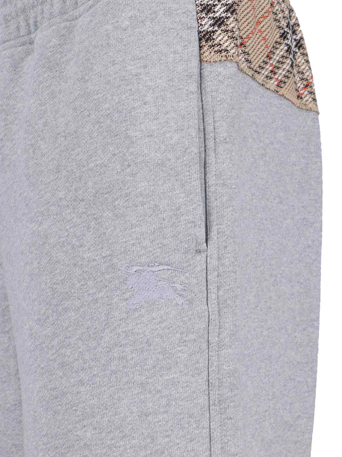 "Check" Tracksuit Bottoms In Grey Cotton