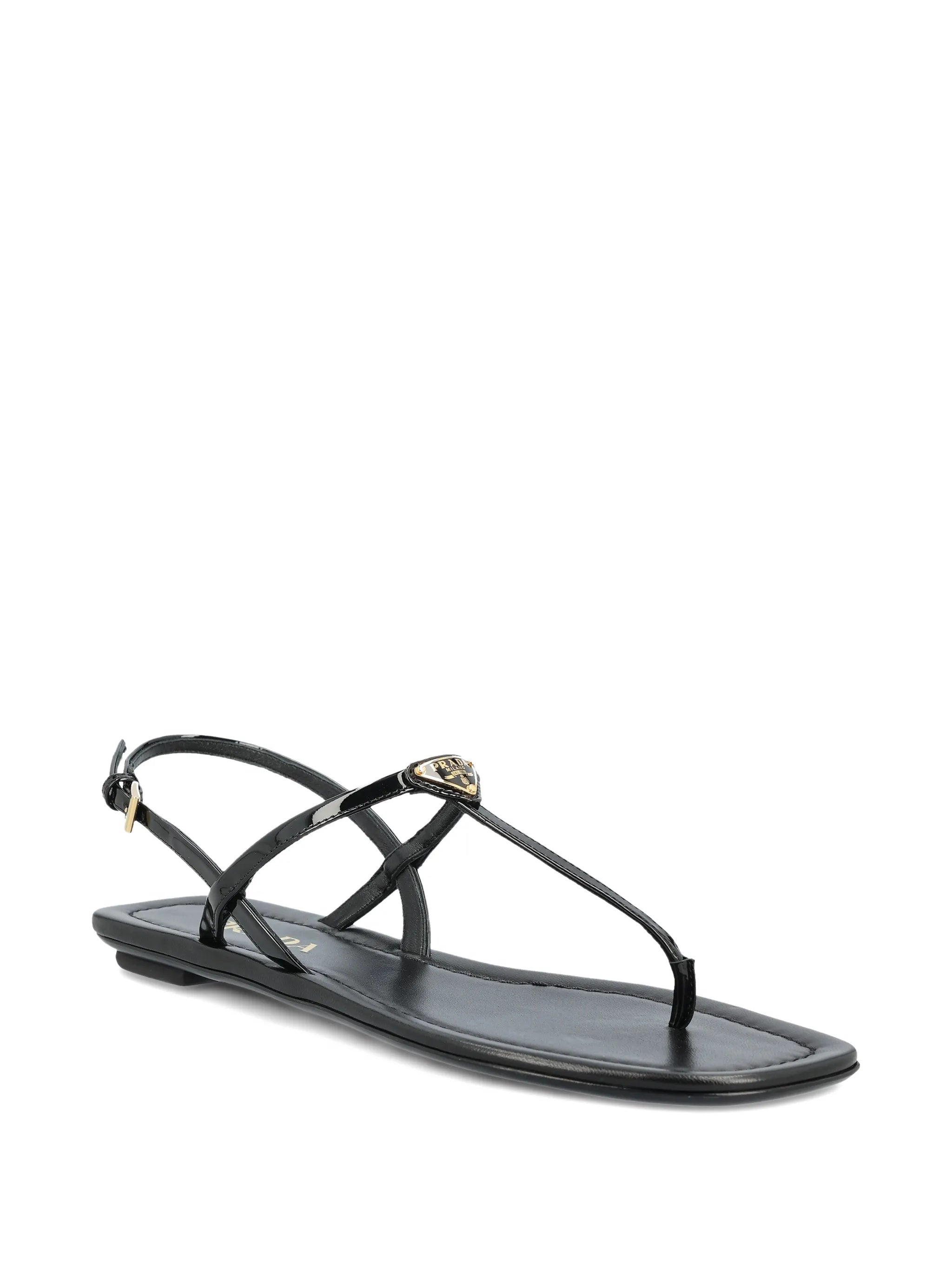 Minimalist Black Flat Leather Sandals