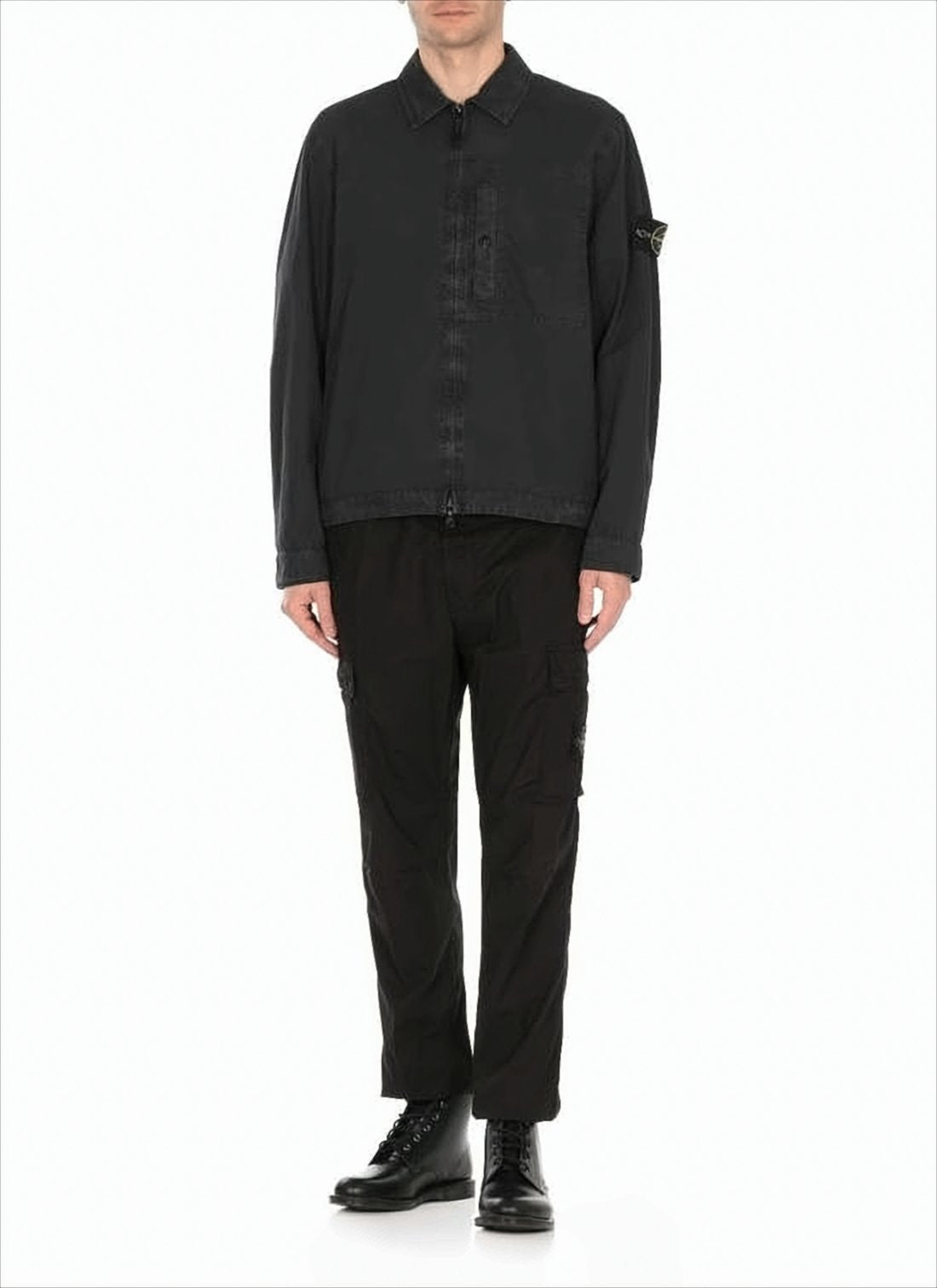 Boxy Long-Sleeve Shirt with Front Zipper