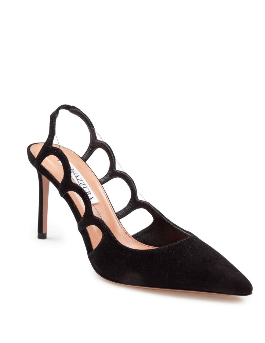 Suede Black Decollete' Bootie Pump 85