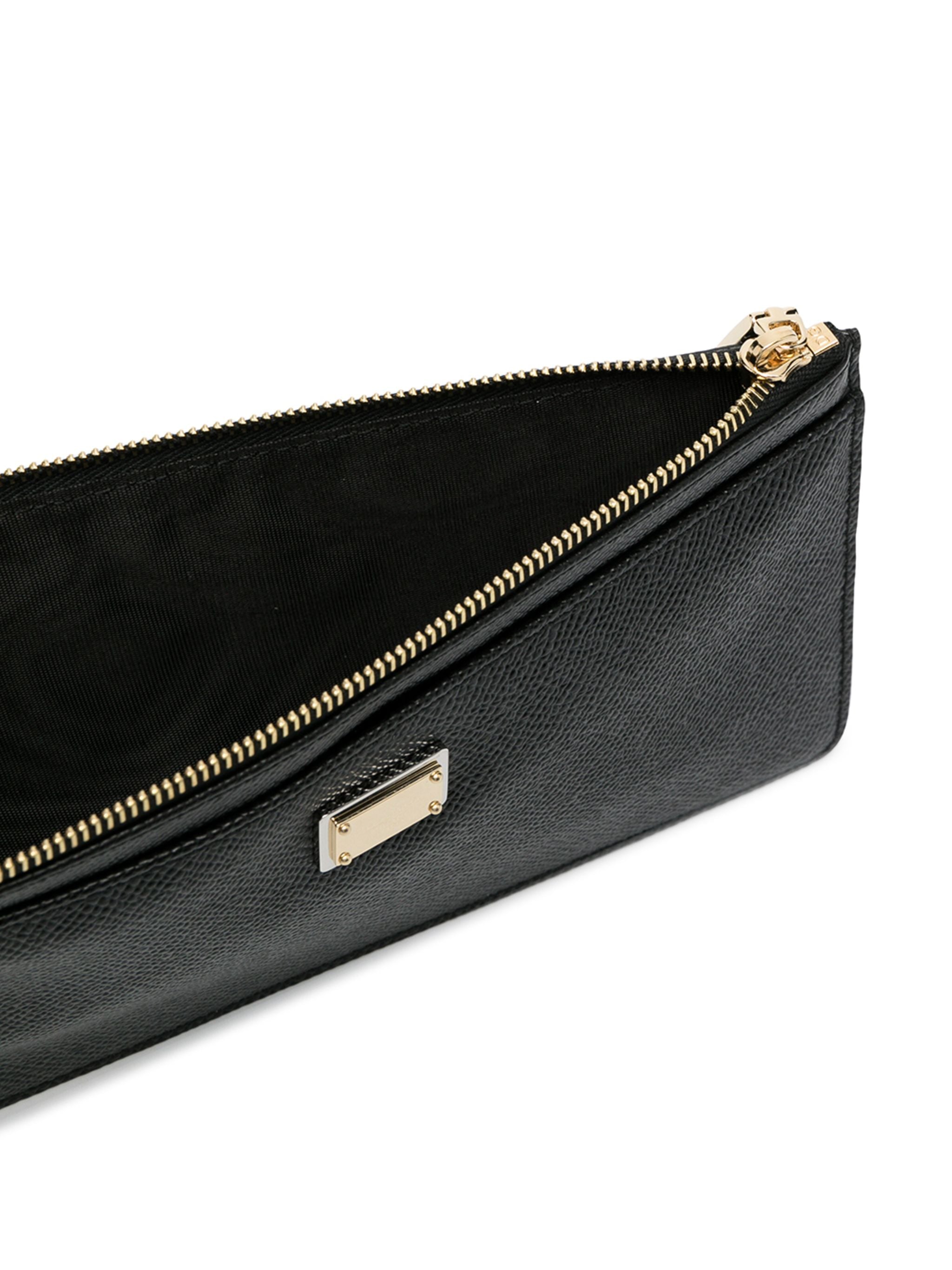 Textured Calfskin Dauphine Zippered Plaque Wallet