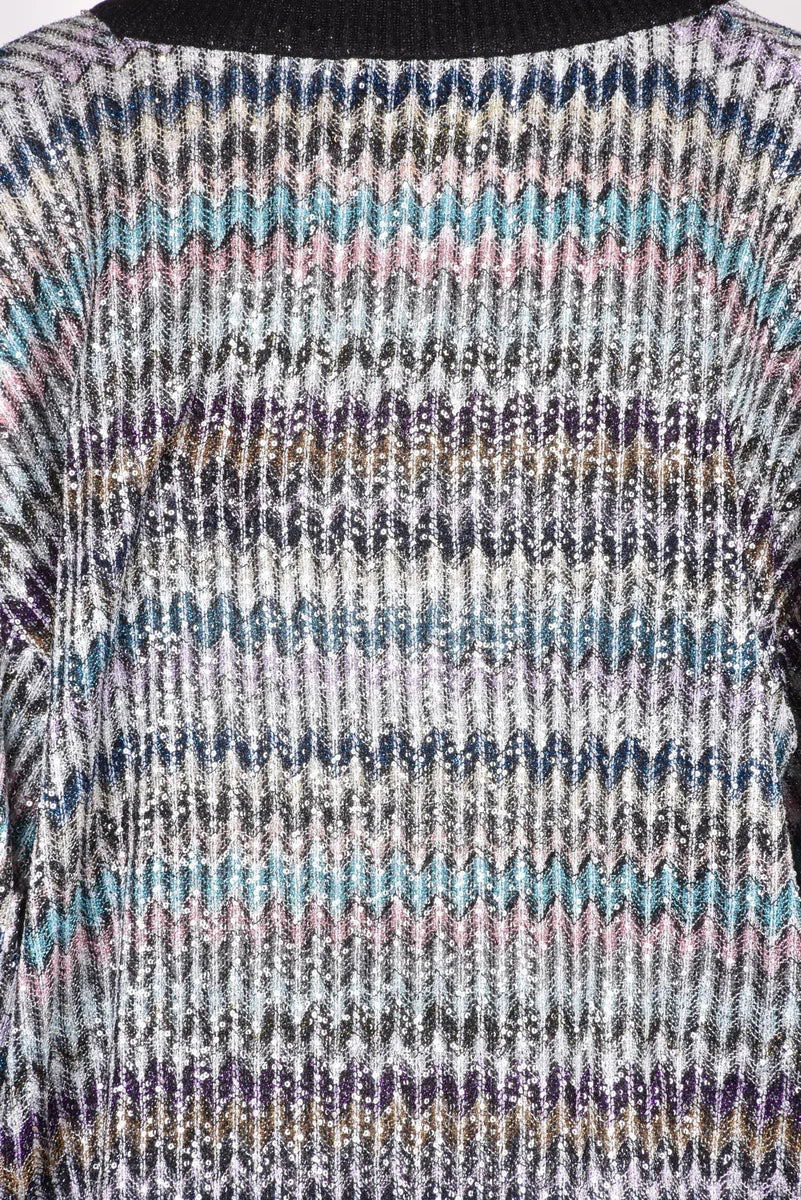 Oversized Sweater with Rhinestones - Black/Silver