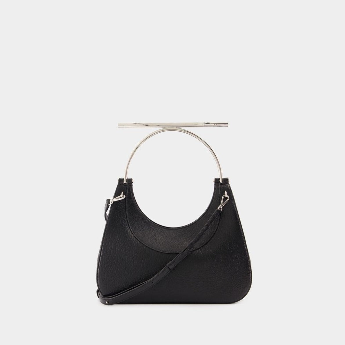 Cross Bar Purse - Leather - Black/Silver