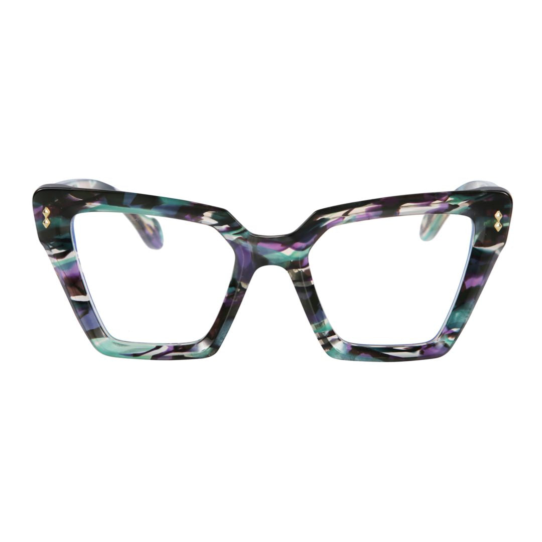 Vanessa Glamour Bold Oversized Geometric Eyeglasses with Marbled Pattern