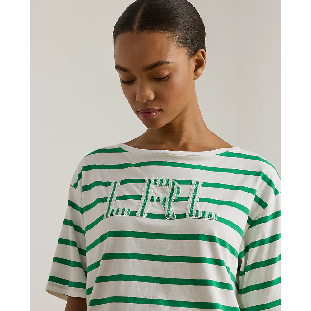 White Green Vauden Cotton Jersey Tshirt