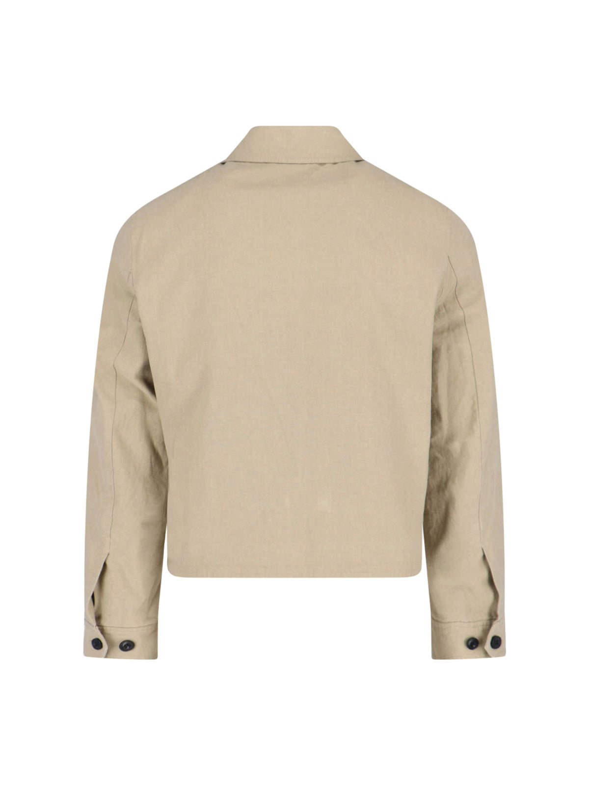 Minimalistic Beige Jacket With High Collar And Zipper Closure