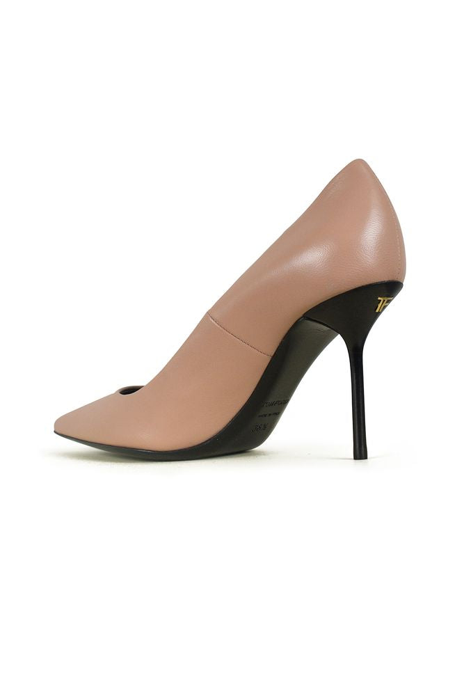Pointed Toe Pink Leather Pumps