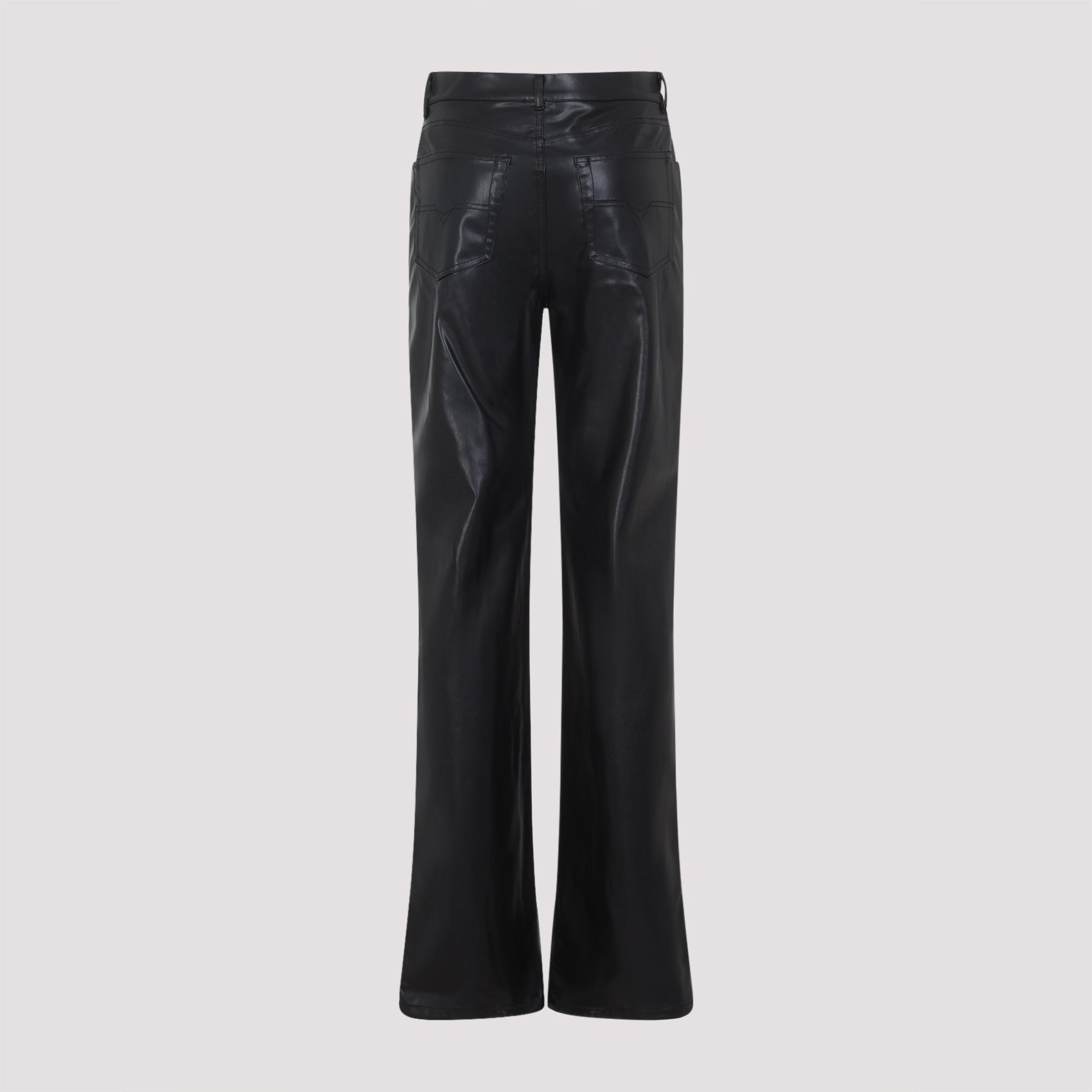 Straight-Leg Trousers With Leather-Like Finish
