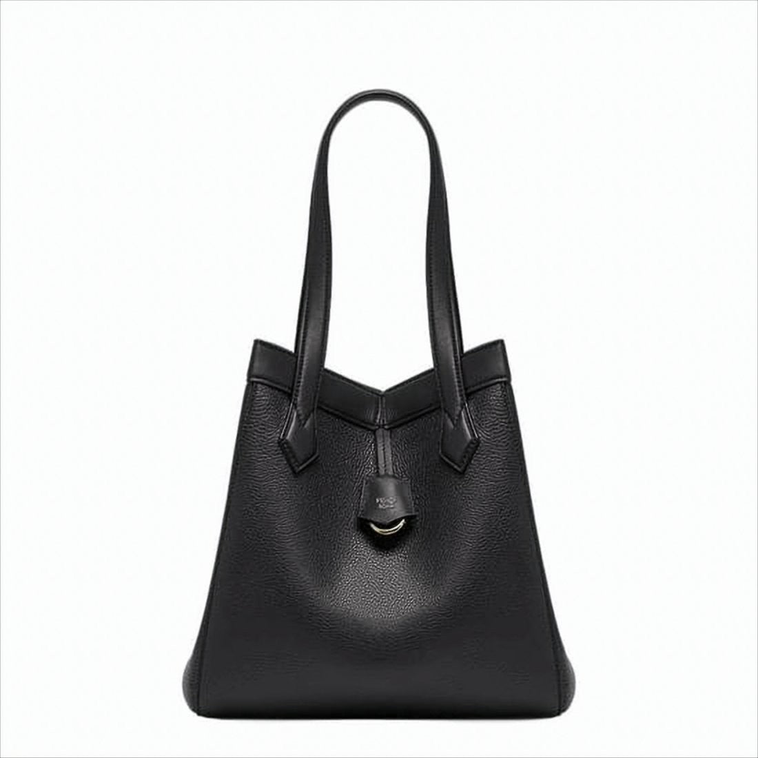 Structured Black Calf Leather Shoulder Bag