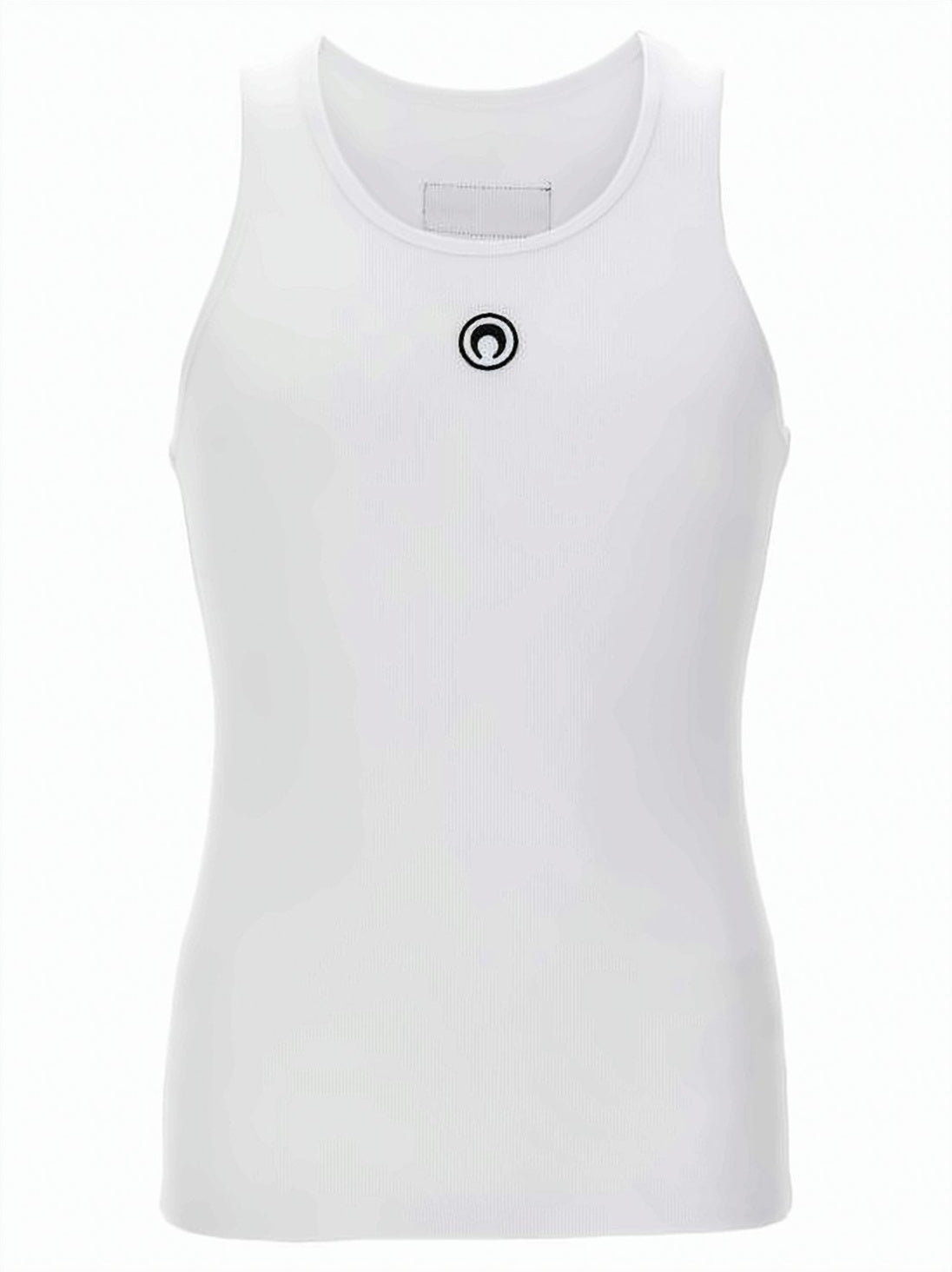 Ribbed Fitted Tank Top with Circular Emblem