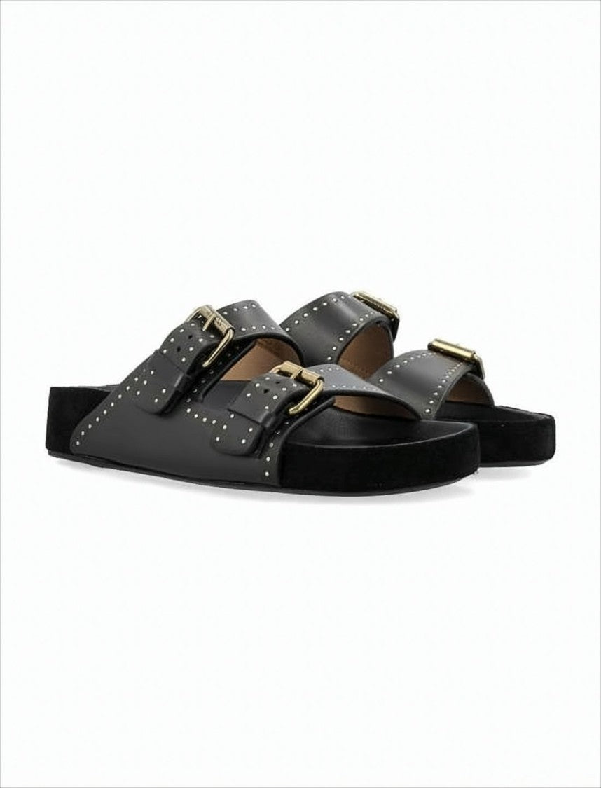 Slip-On Mules with Dual Buckled Straps
