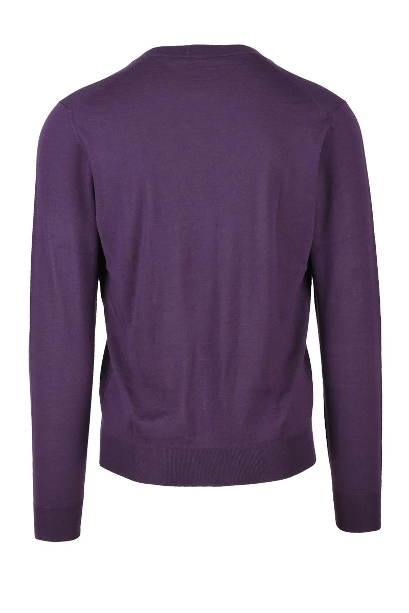 Thin Merino Wool Cardigan - Purple