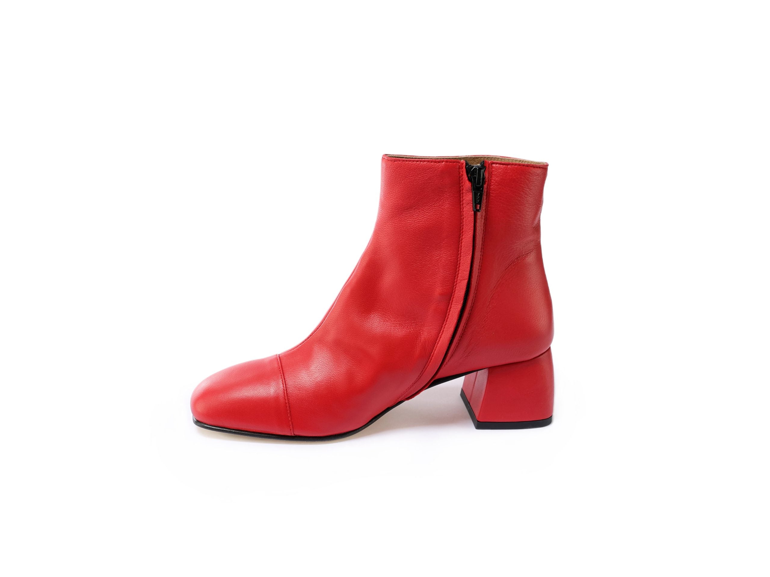 Red Nappa Leather Ankle Boots
