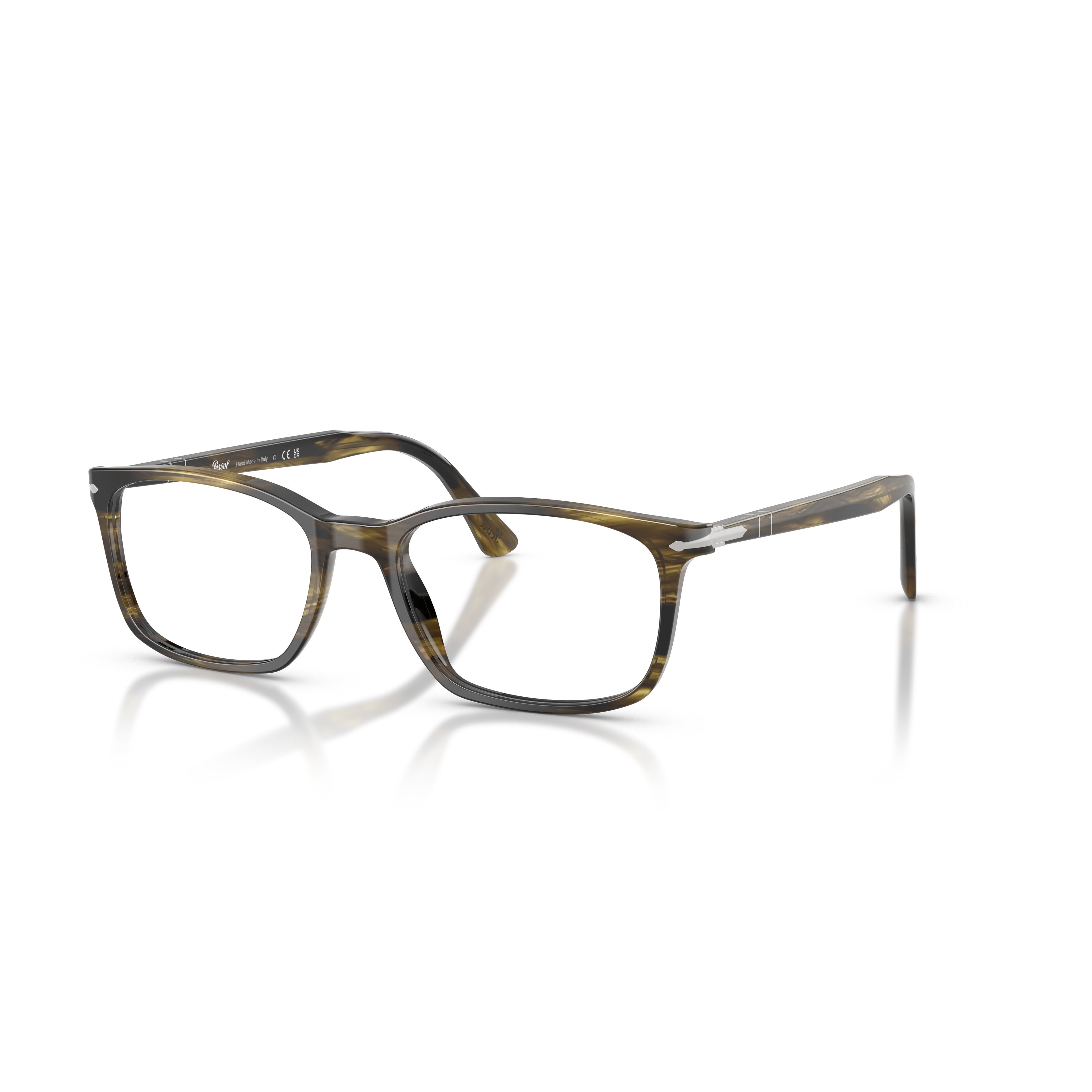 0po3189v Rectangular Tortoiseshell Eyeglasses with Silver Accent