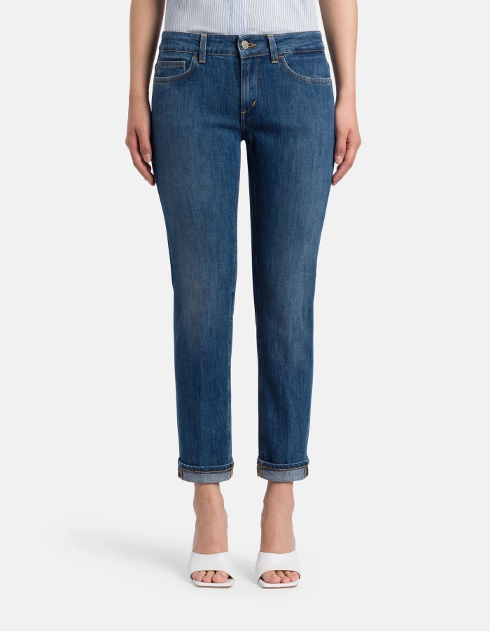Cropped Straight-Leg Jeans with Rolled Cuffs