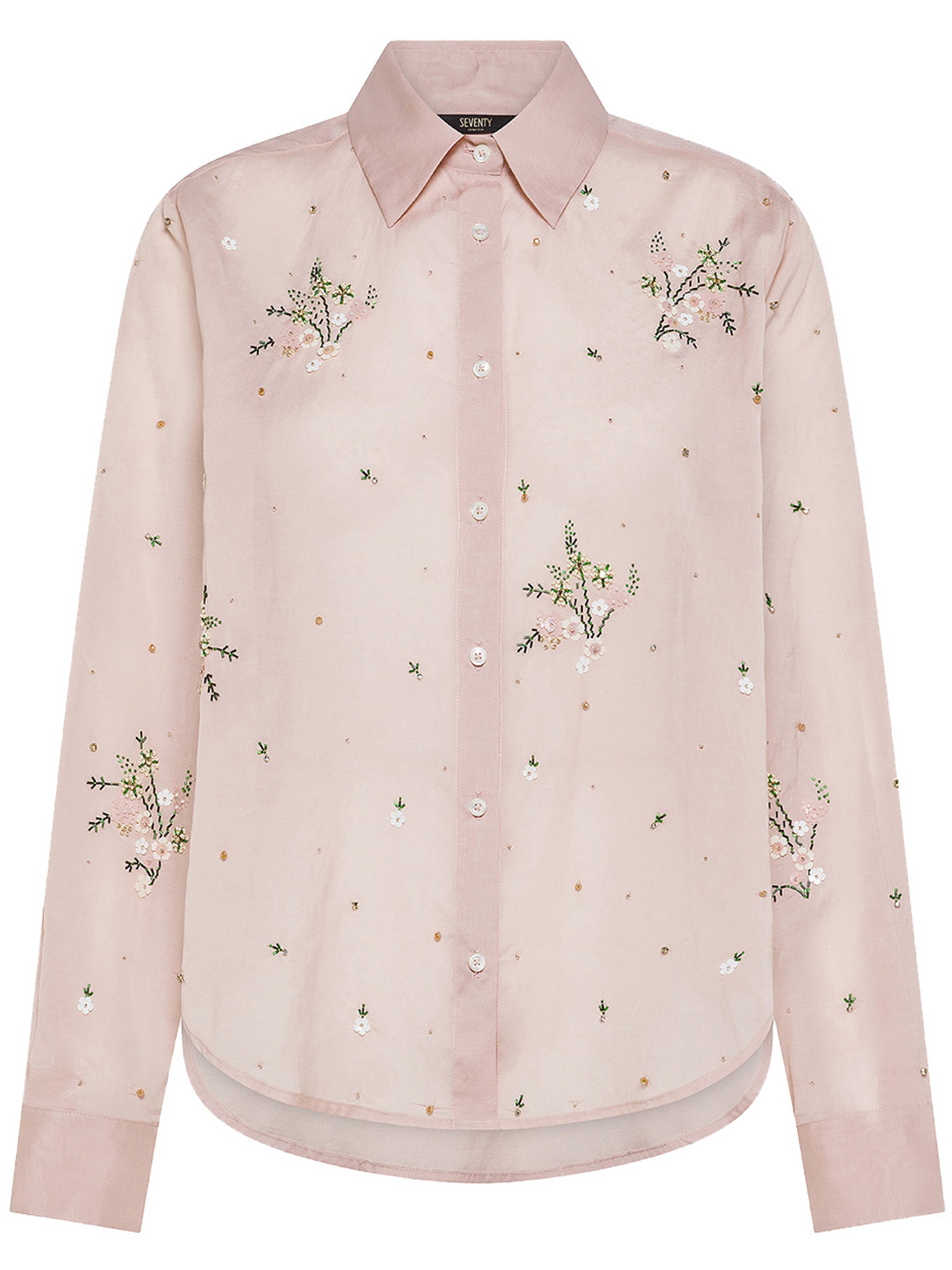 Light Pink Floral Embroidery Shirt