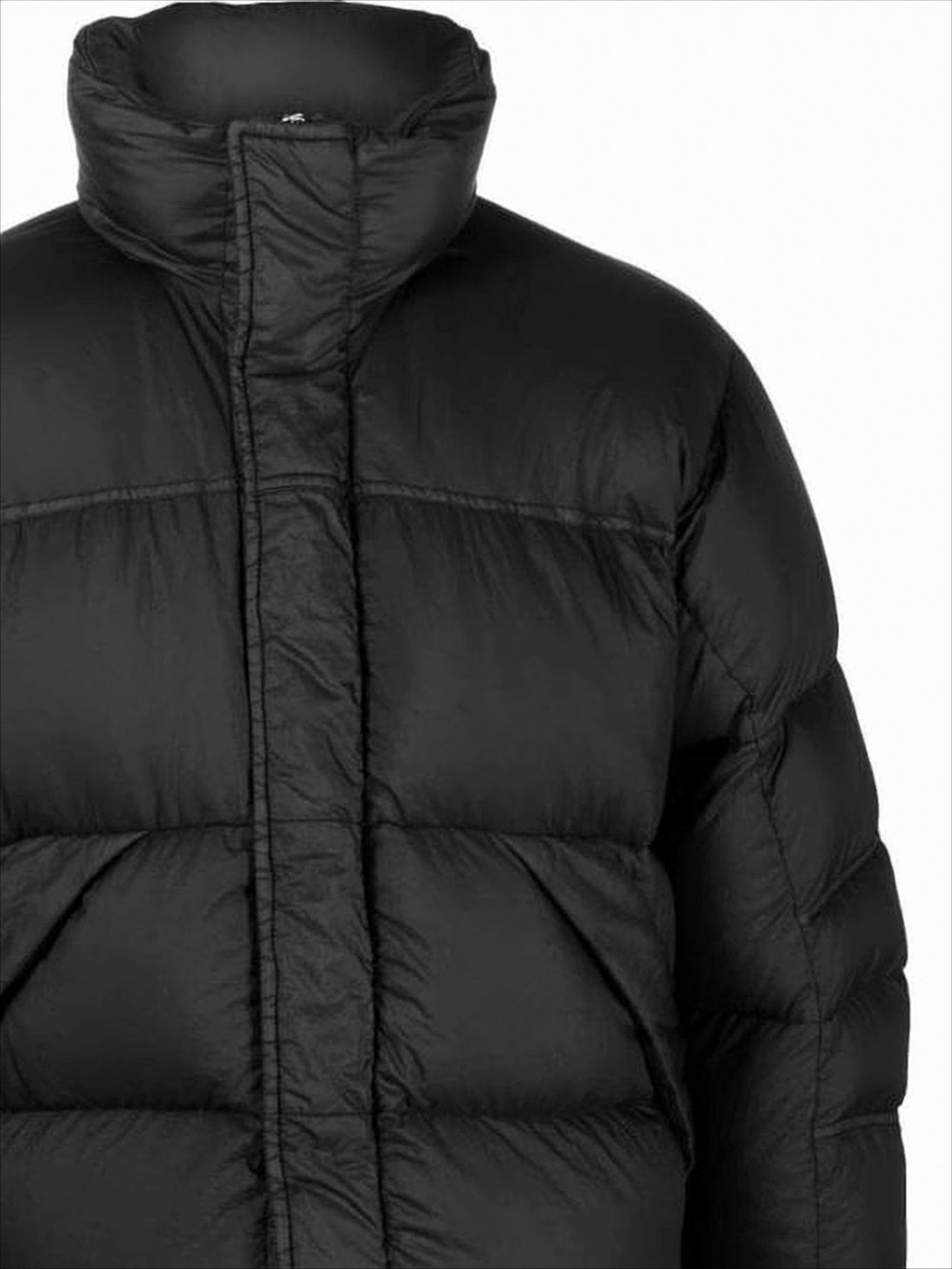 Black Puffer Jacket with Quilted Design