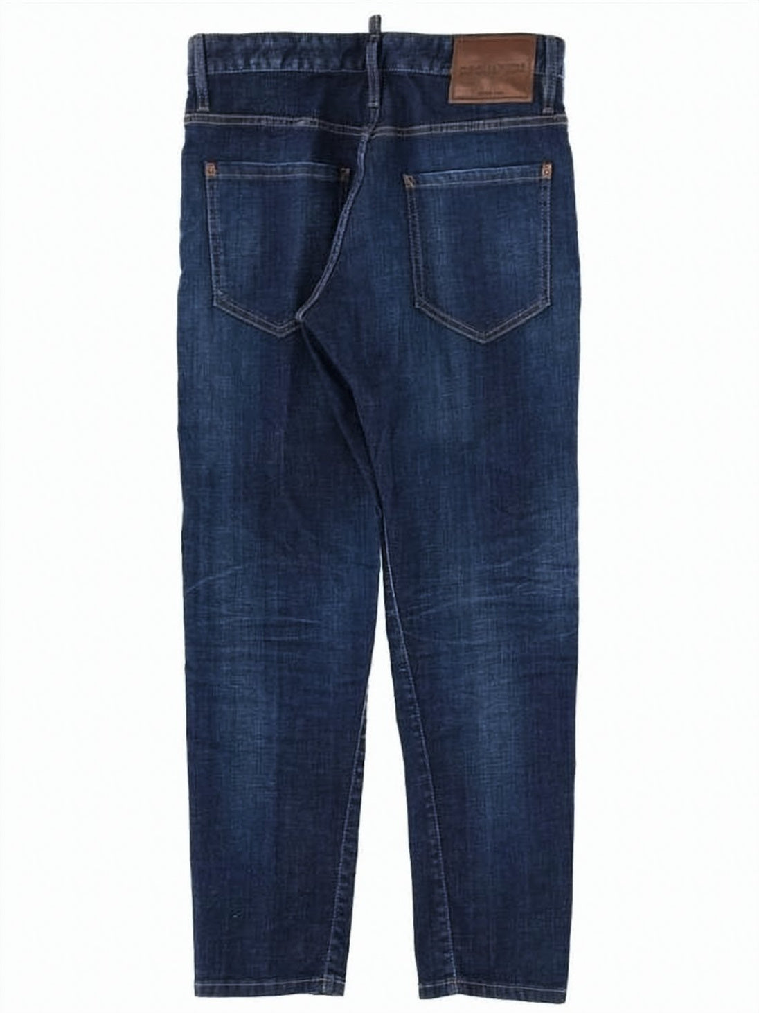 Five-Pocket Denim Pants with Tapered Leg and Indigo Wash