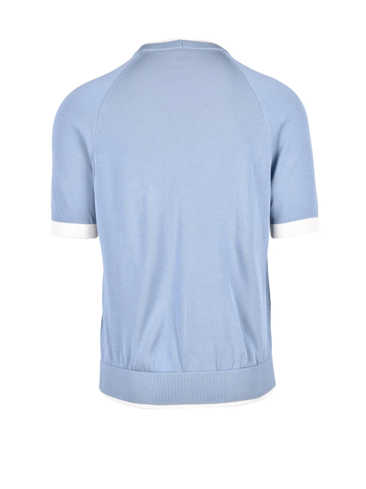 Light Blue Men Cotton Crew Neck Top