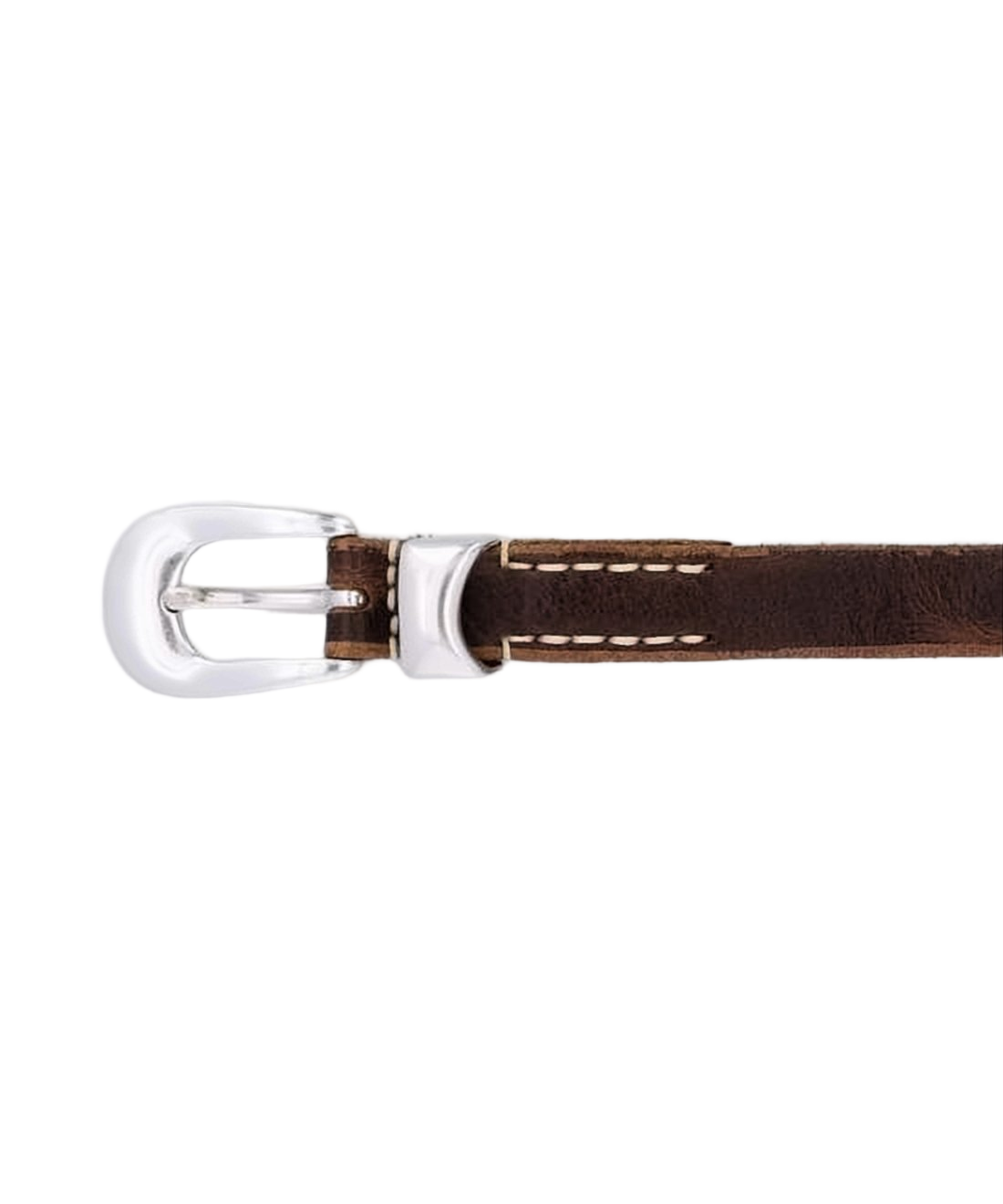 Calf Leather Regular Belt with Polished Silver Buckle