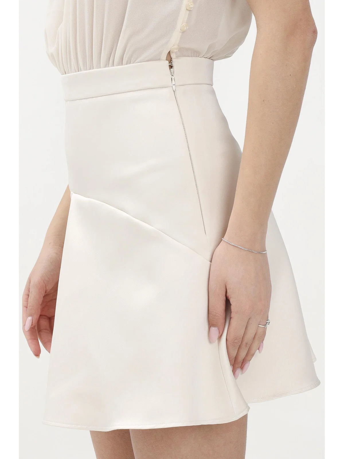 Butter Satin Voile Polyester Flared Dress