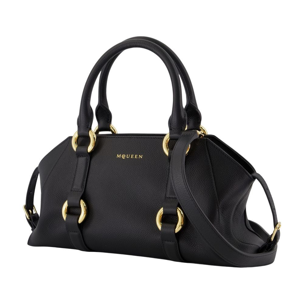 Compact Structured Black Calfskin Purse