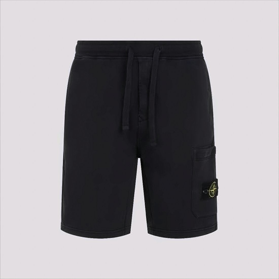 Black Cotton Shorts with Drawstrings