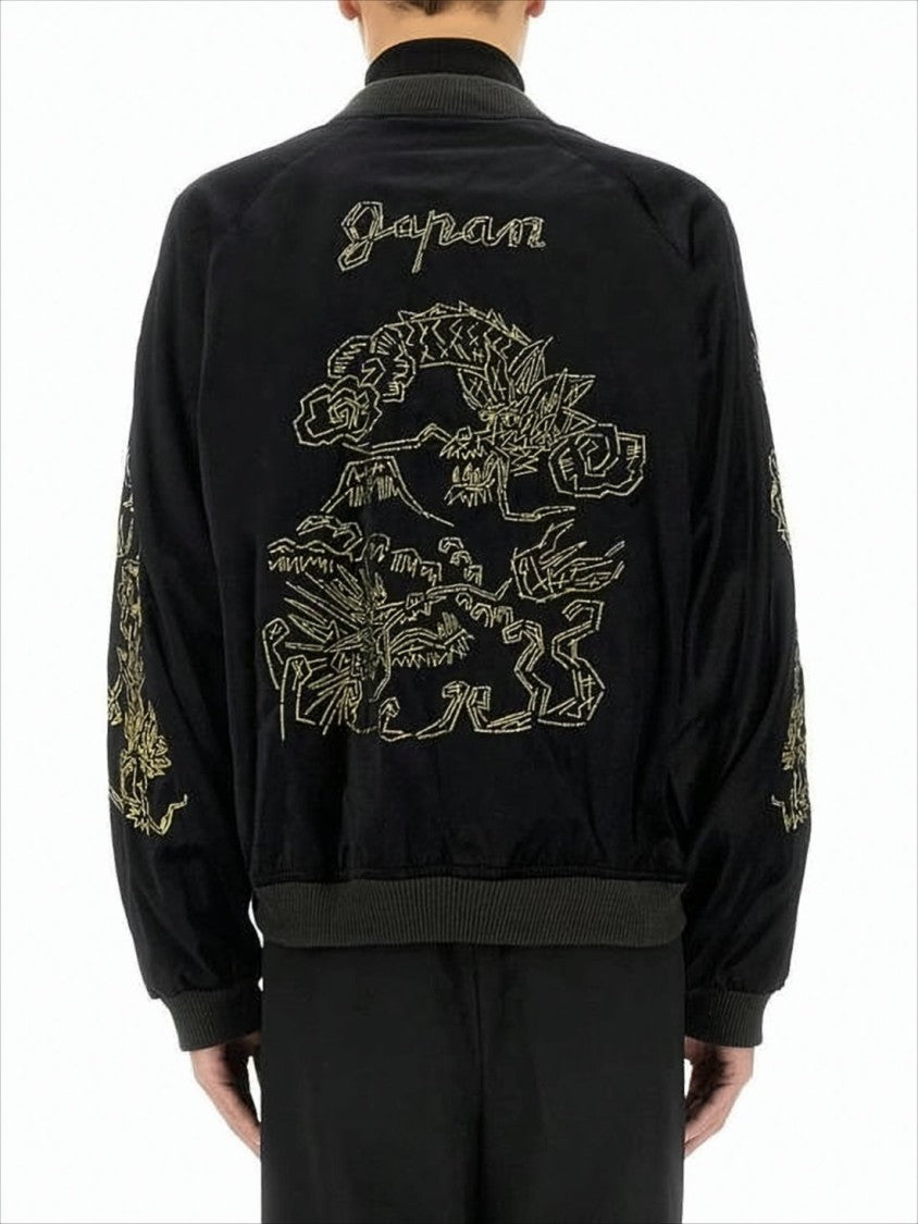 Sasquatchfabrix Embroidered Black Bomber Jacket