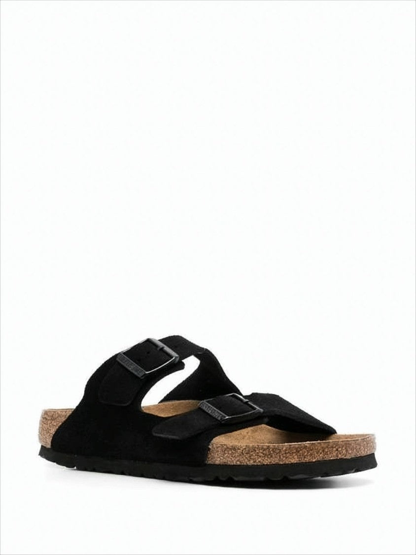 Suede-lined Leather Sandals with Adjustable Straps