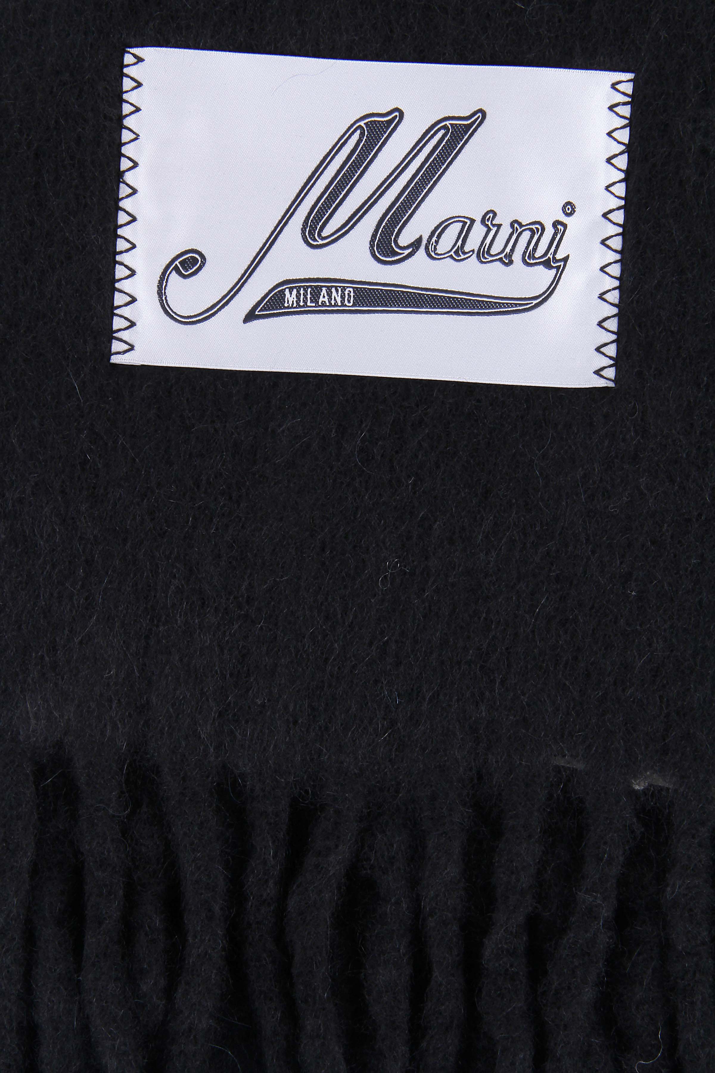 Fringed Black Alpaca Blend Scarf