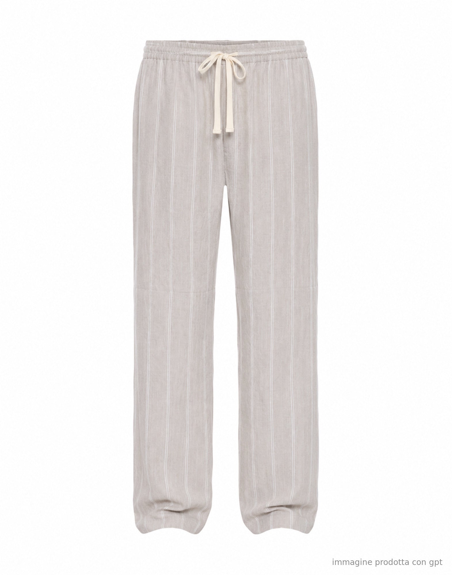 Light Grey Oxnard Striped Linen Trousers