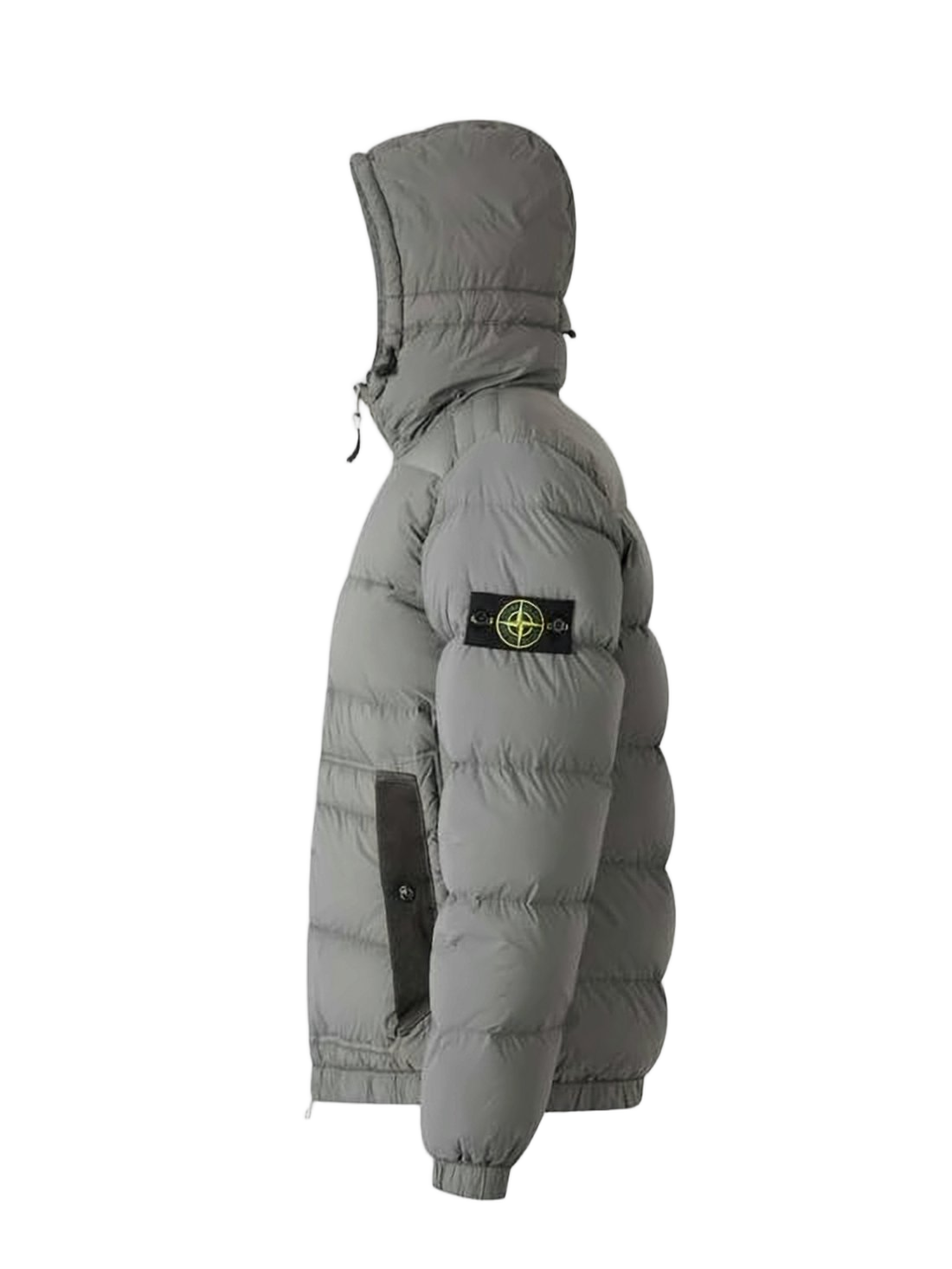 Quilted Grey Padded Jacket with Adjustable Hood