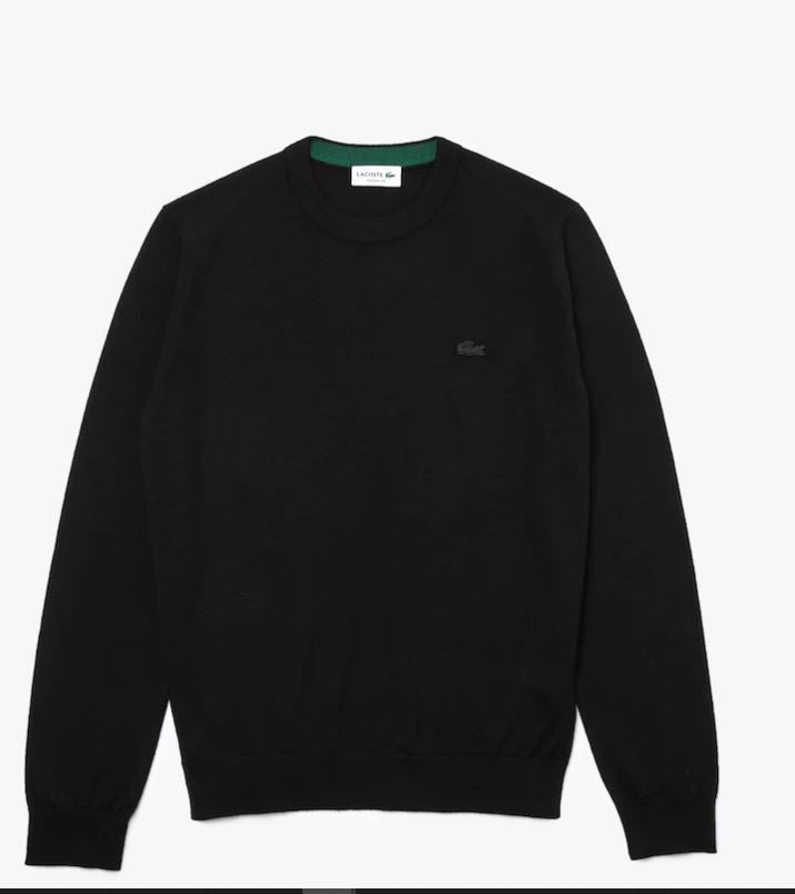 Wool Knit Sweater with Classic Fit and Subtle Logo Detail